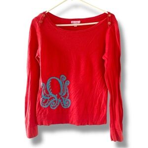 Vintage Y2K Lilly Pulitzer Red Octopus Sweater Cashmere Blend Womens Size Medium